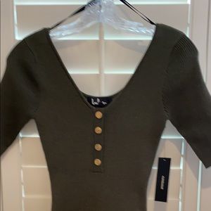 Olive green footed stretch cotton dress